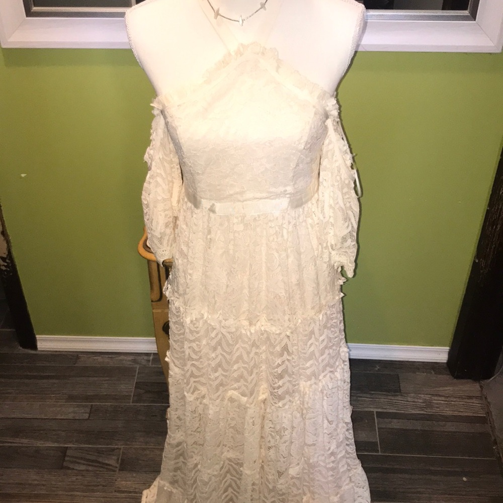 *NWT 1861 boutique bohemian wedding dress creamy pink laced